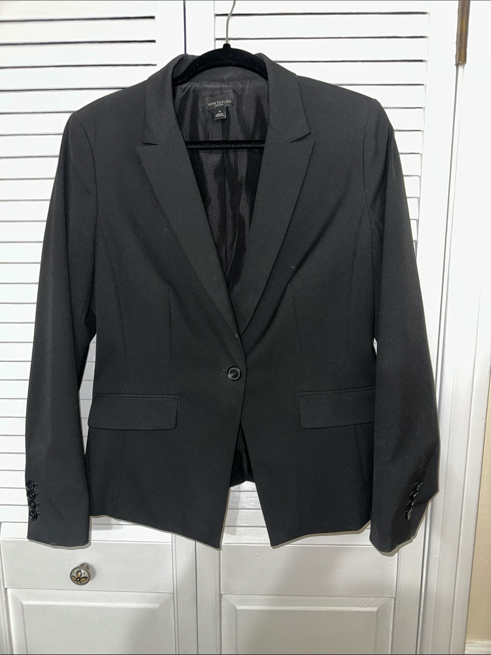 Ann Taylor Factory Black Single-Button Notch Lapel Blazer